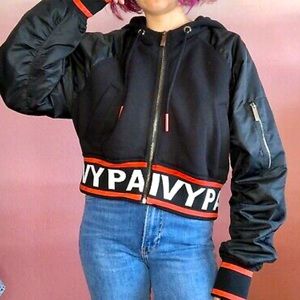 IVY PARK Cropped Black Bomber Jacket